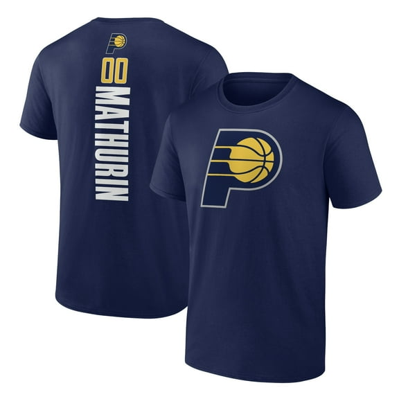 Men's Bennedict Mathurin Navy Indiana Pacers Playmaker Team Name & Number T-Shirt