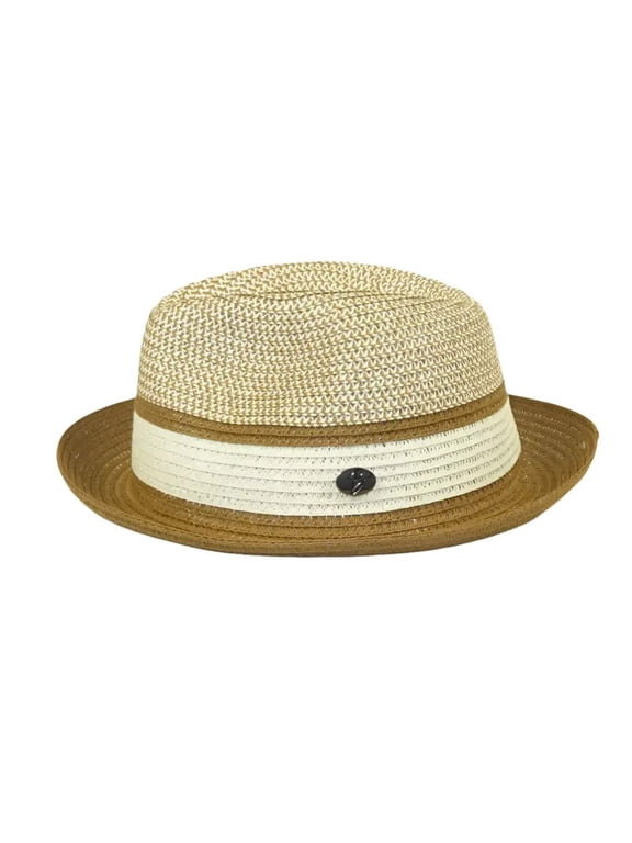 Men's Bently Semi Crushable Fedora Briad Straw Hat Dante DA224 Ivory Cognac