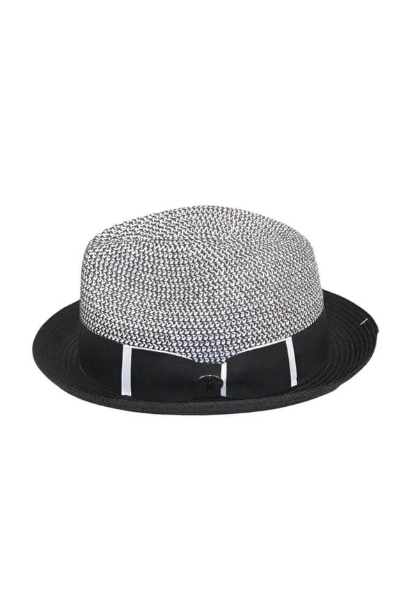 Men's Bently Soft Fedora Briad Straw Hat Stingy Brim Gino Gi210 Black White