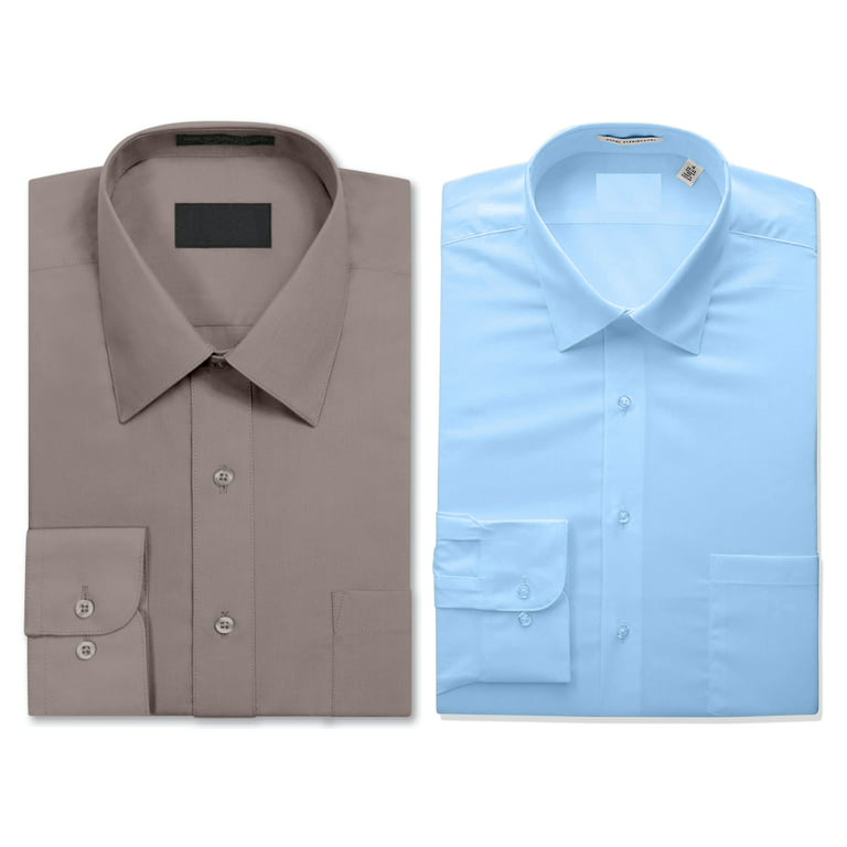 Men's Berlioni Long Sleeve Button Up Regular Fit Classic Dress Shirt -  Light Grey 