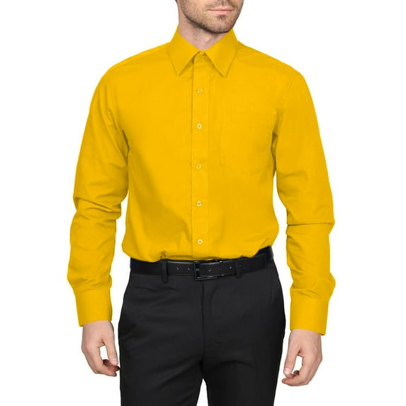 Men's Berlioni Long Sleeve Regular Fit Button Up Solid Dress Shirt