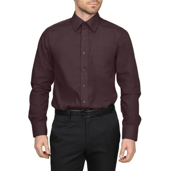 Men's Berlioni Long Sleeve Regular Fit Button Up Solid Dress Shirt