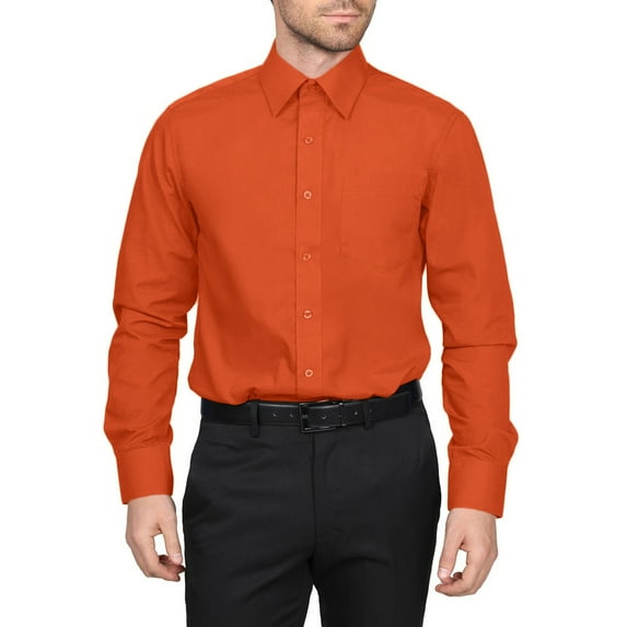 Men's Berlioni Long Sleeve Regular Fit Button Up Solid Dress Shirt