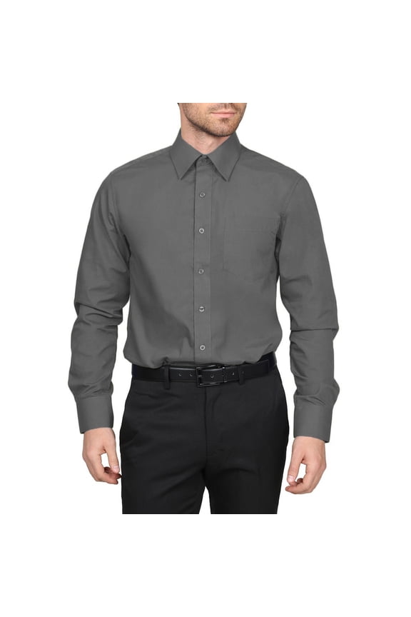 Men's Berlioni Long Sleeve Regular Fit Button Up Solid Dress Shirt
