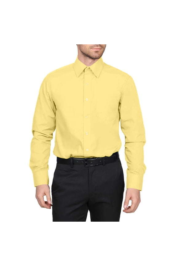 Men's Berlioni Long Sleeve Regular Fit Button Up Solid Dress Shirt