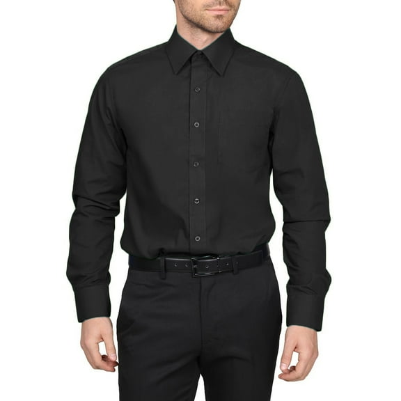 Men's Berlioni Long Sleeve Regular Fit Button Up Solid Dress Shirt