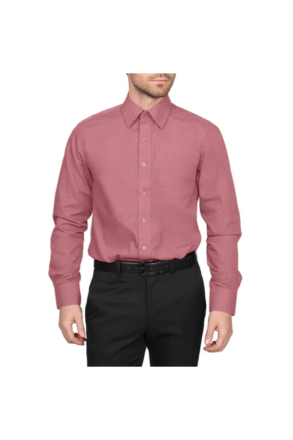 Men's Berlioni Long Sleeve Regular Fit Button Up Solid Dress Shirt
