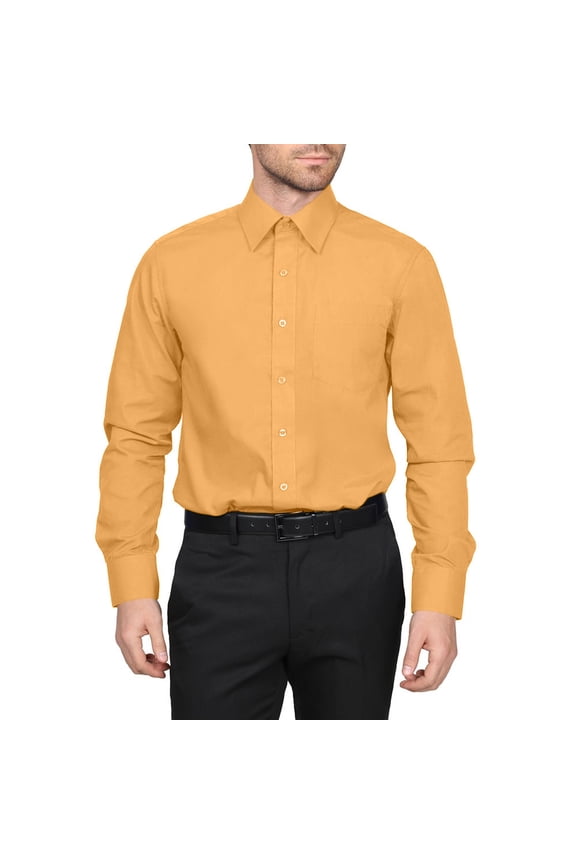 Men's Berlioni Long Sleeve Regular Fit Button Up Solid Dress Shirt