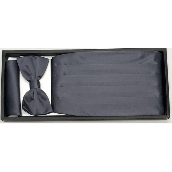 Men's Berlioni Satin Color Cummerbund Handkerchief Bow Tie Tuxedo 3PC Set