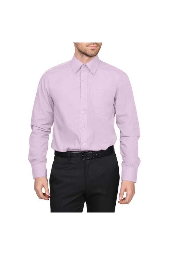 Men's Berlioni Solid Button Up Spread Collar Work Long Sleeve Dress Shirt
