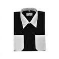 thumbnail image 1 of Men's Berlioni Two Tone French Contrast Convertible Cuff Long Sleeve Dress Shirt (Black,S 32/33), 1 of 1