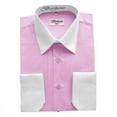 thumbnail image 1 of Men's Berlioni Two Tone French Contrast Convertible Cuff Long Sleeve Dress Shirt (Pink,2XL 34/35), 1 of 1