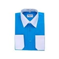 thumbnail image 1 of Men's Berlioni Two Tone French Contrast Convertible Cuff Long Sleeve Dress Shirt (Turquoise,2XL 34/35), 1 of 1