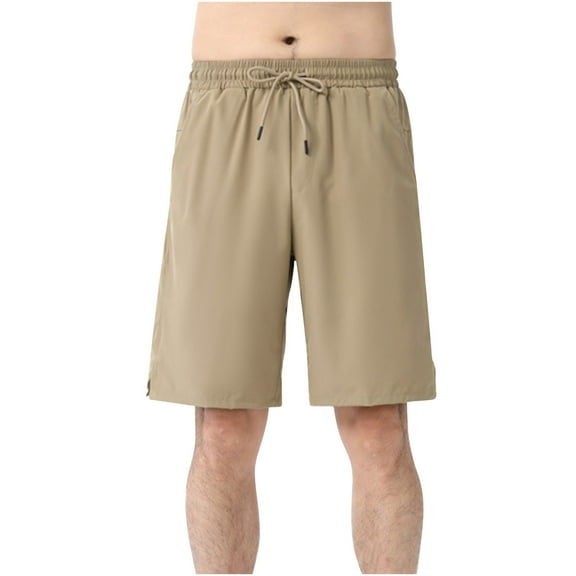 Men's Bermuda Shorts Lounge Summer Beach Shorts Elastic Waist Drawstring Solid Color Shorts