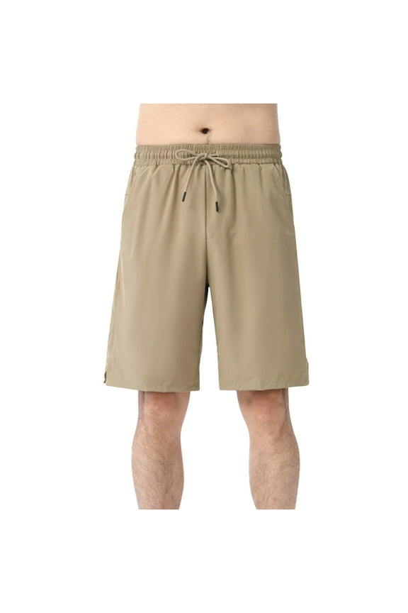 Men's Bermuda Shorts Lounge Summer Beach Shorts Elastic Waist Drawstring Solid Color Shorts