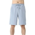 thumbnail image 1 of Men's Bermuda Shorts Lounge Summer Beach Shorts Elastic Waist Drawstring Solid Color Shorts, 1 of 7