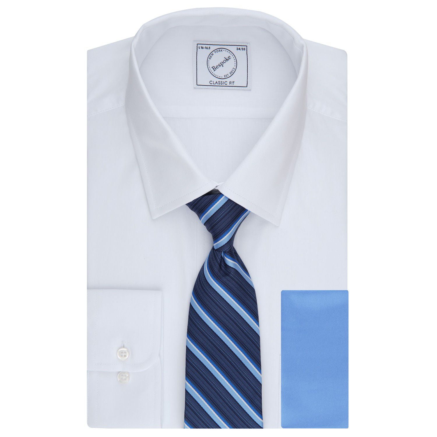 Men's Bespoke Classic-Fit Dress Shirt, Tie & Pocket Square Set - Walmart.com