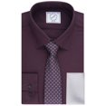 thumbnail image 1 of Men's Bespoke Slim-Fit Dress Shirt, Pocket Square & Tie Set Color: Dark Purple Size: S 32-33, 1 of 5