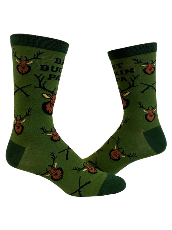 Men's Best Buckin Papa Socks Funny Fathers Day Deer Hunting Graphic Novelty Footwear