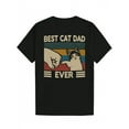 thumbnail image 1 of Men's "Best Cat Dad Ever" Graphic Black Cotton Casual T-Shirt - Funny Summer Short Sleeve Tee with Cat and Paw Print Design, 1 of 6