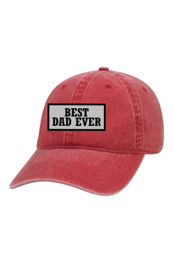 Men's Best Dad Ever Father's Day Embroidered Patch Twill Buckle Back Adjustable Hat, Red