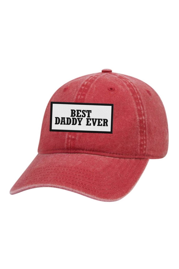 Men's Best Daddy Ever Father's Day Embroidered Patch Twill Buckle Back Adjustable Hat, Red