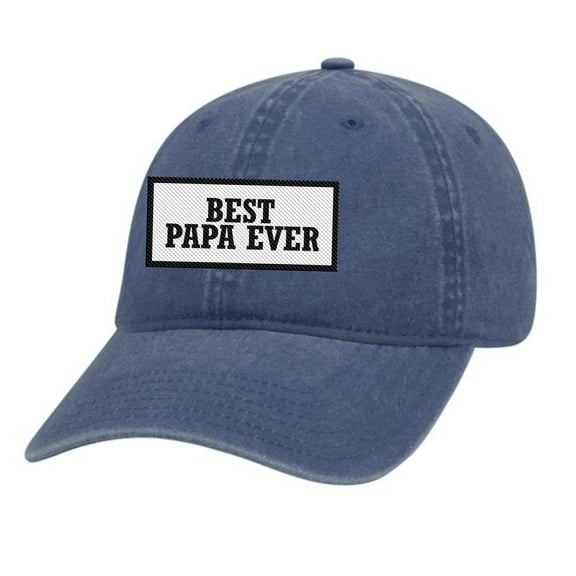 Men's Best Papa Ever Father's Day Embroidered Patch Twill Buckle Back Adjustable Hat, Royal