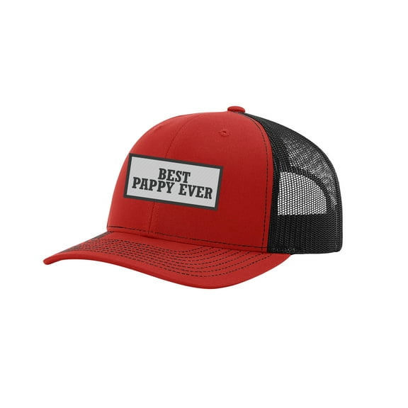 Men's Best Pappy Ever Father's Day Embroidered Patch Mesh Back Trucker Hat, Red/Black
