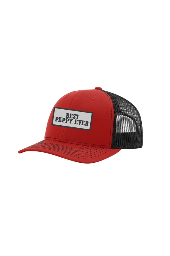 Men's Best Pappy Ever Father's Day Embroidered Patch Mesh Back Trucker Hat, Red/Black