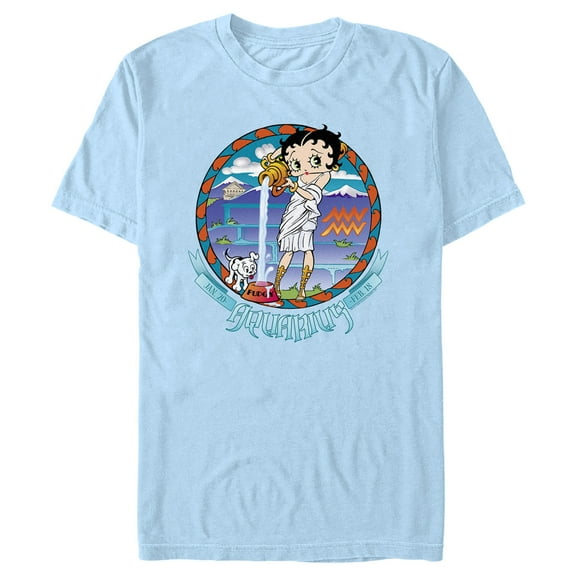 Men's Betty Boop Aquarius Zodiac  Graphic Tee Light Blue Small
