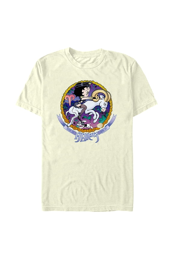 Men's Betty Boop Aries Zodiac Graphic Tee Beige 2X Large