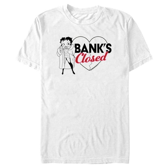 Men's Betty Boop Bank's Closed Graphic Tee White 2X Large