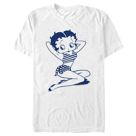 Men's Betty Boop Blue Patriotic Betty Graphic Tee White X Large