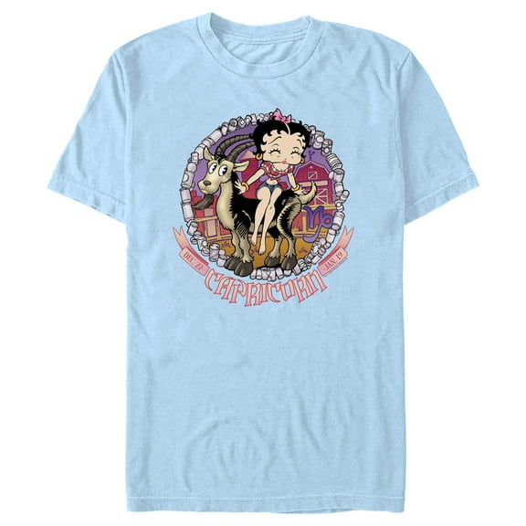 Men's Betty Boop Capricorn Zodiac  Graphic Tee Light Blue Medium