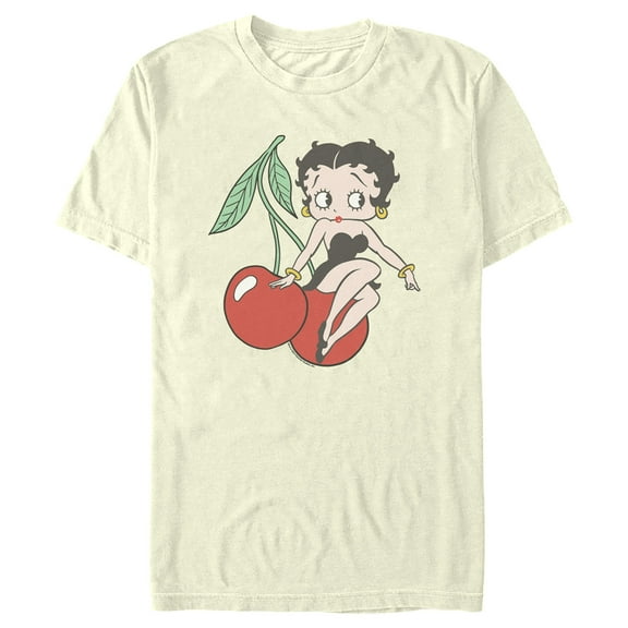 Men's Betty Boop Cherries Betty Distressed Graphic Tee Light Blue X Large