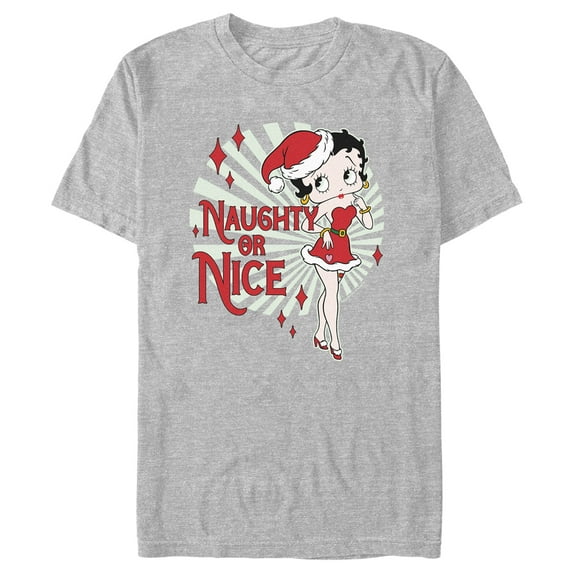 Men's Betty Boop Christmas Naughty or Nice Betty Graphic Tee Athletic Heather X Large