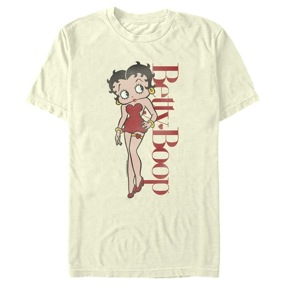 Men's Betty Boop Distressed Red Portrait Graphic Tee Beige Small