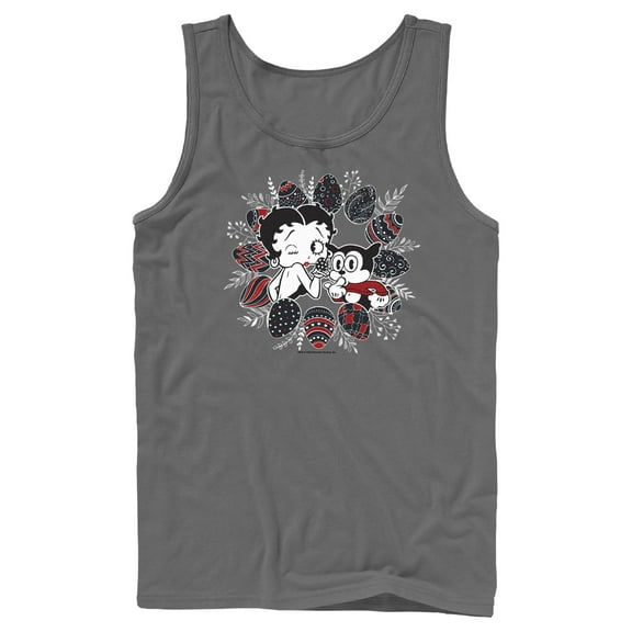 Men's Betty Boop Easter Egg Frame  Tank Top Charcoal Small