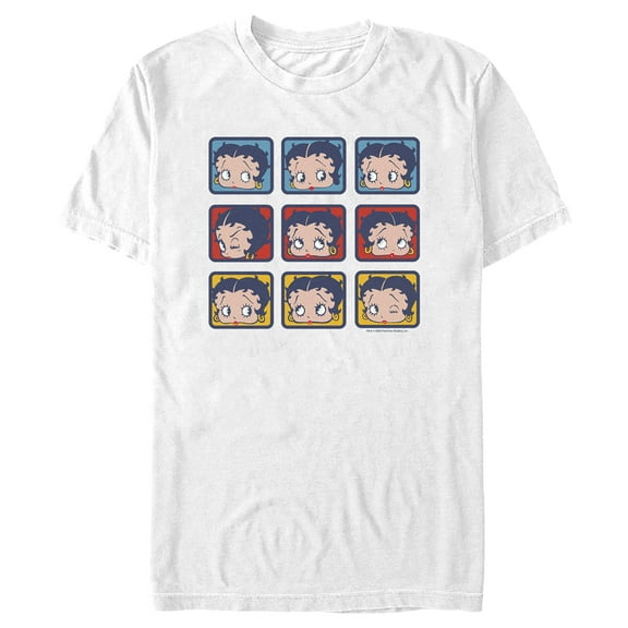 Men's Betty Boop Face Squares Graphic Tee White Medium