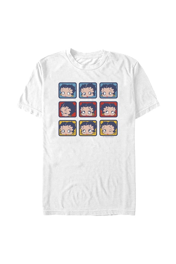 Men's Betty Boop Face Squares Graphic Tee White Small