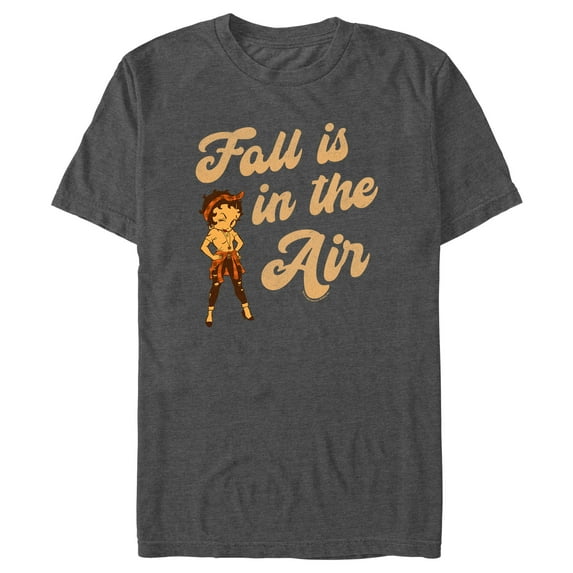 Men's Betty Boop Fall is in the Air Graphic Tee Charcoal Heather 2X Large
