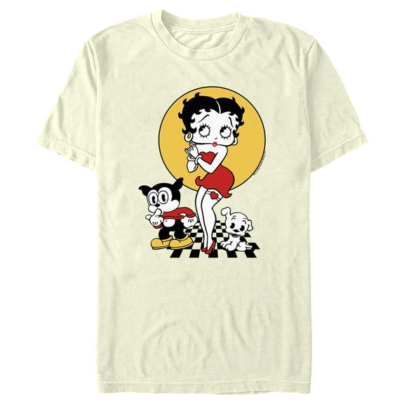 Men's Betty Boop Full Moon Characters Graphic Tee Beige Small