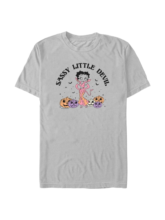 Men's Betty Boop Halloween Sassy Little Devil Graphic Tee Silver Small