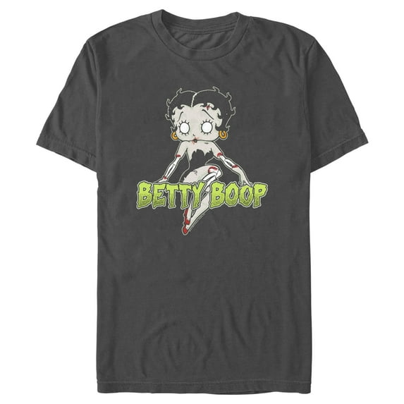 Men's Betty Boop Halloween Zombie Logo Graphic Tee Charcoal 2X Large