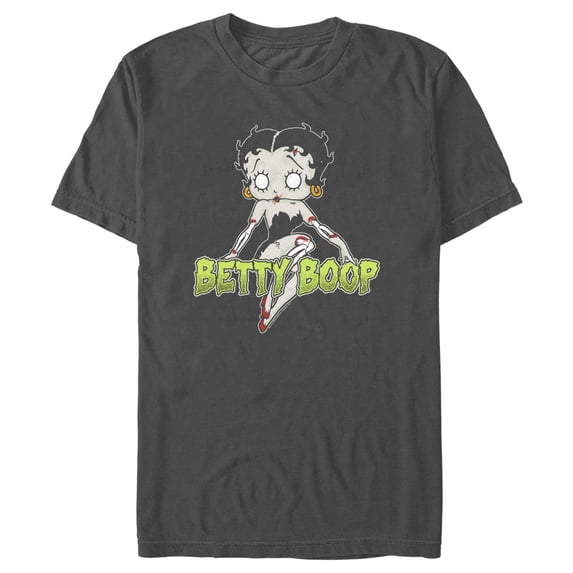 Men's Betty Boop Halloween Zombie Logo Graphic Tee Charcoal Small
