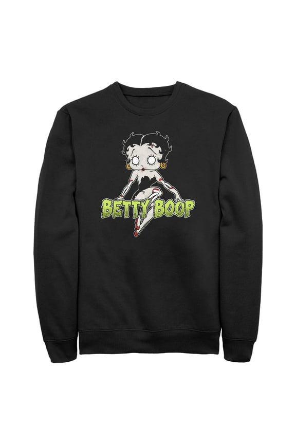 Men's Betty Boop Halloween Zombie Logo Sweatshirt Black Small