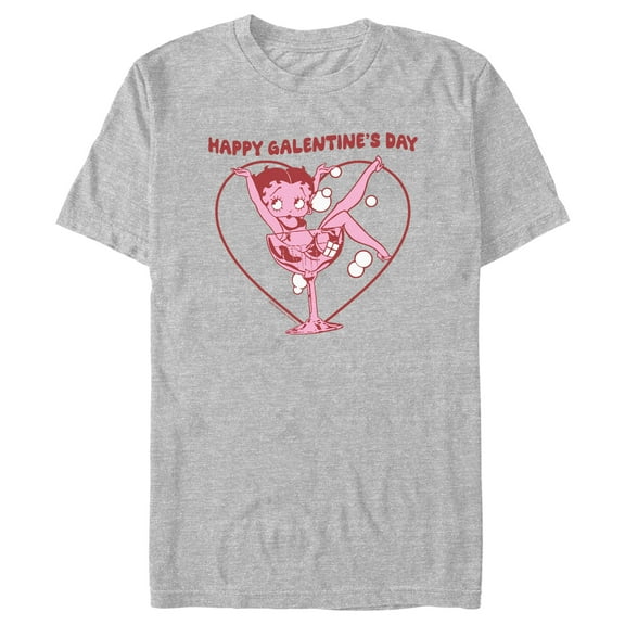 Men's Betty Boop Happy Galentine's Day  Graphic Tee Athletic Heather 3X Large