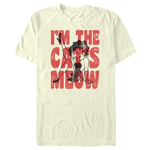 Men's Betty Boop I'm the Cats Meow  Graphic Tee Beige Large