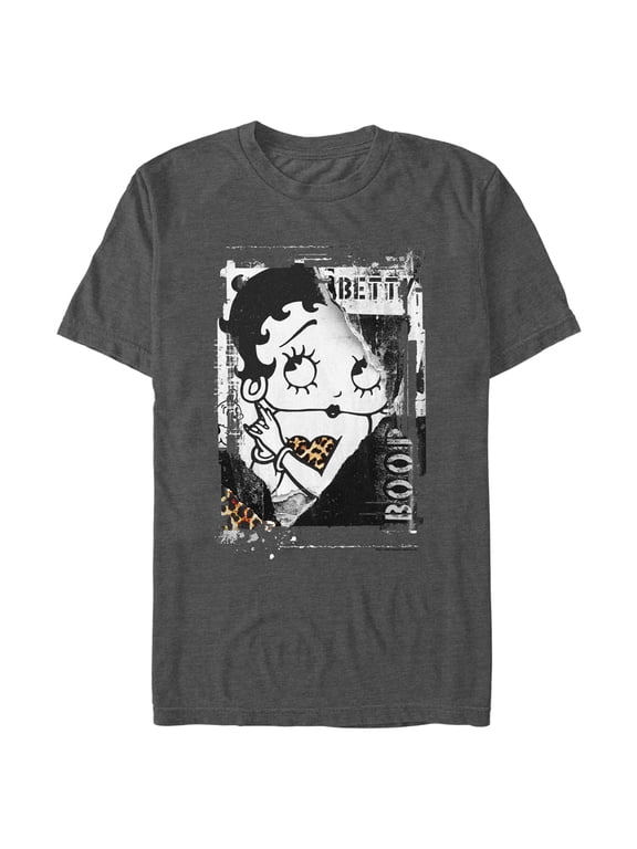 Men's Betty Boop Leopard Poster Graphic Tee Charcoal Heather Medium
