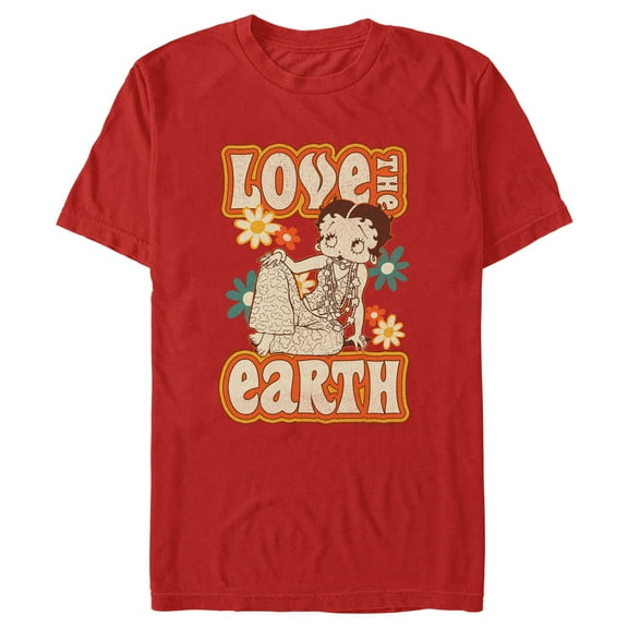 Men's Betty Boop Love the Earth Graphic Tee Red Medium